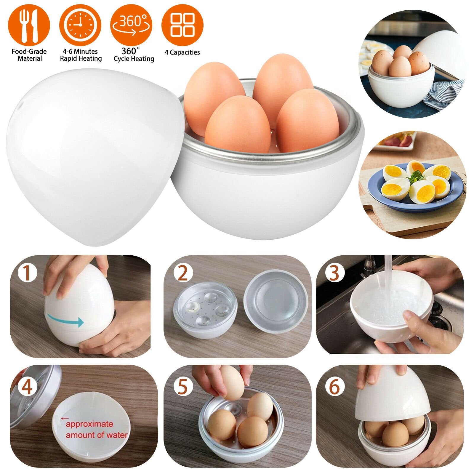 Microwave Egg Steamer — Hard or Soft Boiled Eggs in 5 Minutes, No Pot Needed