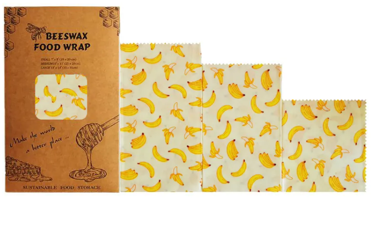Reusable Beeswax Food Wrap — Set of 3 | Eco-Friendly Plastic-Free Food Storage