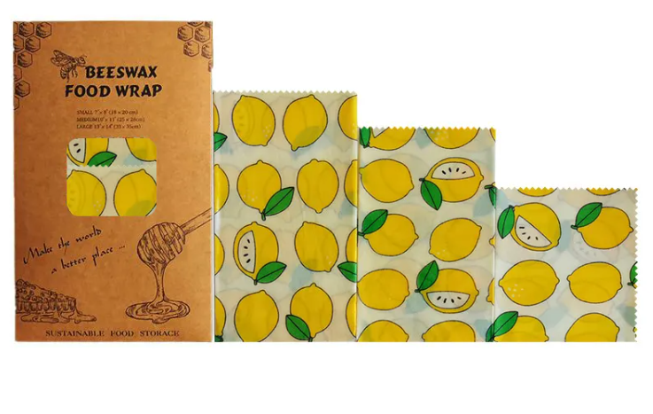Reusable Beeswax Food Wrap — Set of 3 | Eco-Friendly Plastic-Free Food Storage
