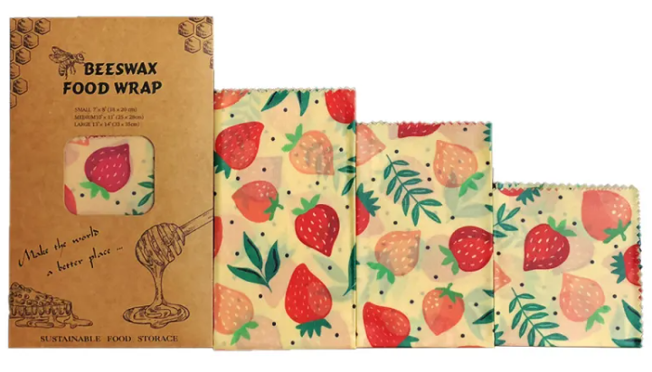 Reusable Beeswax Food Wrap — Set of 3 | Eco-Friendly Plastic-Free Food Storage