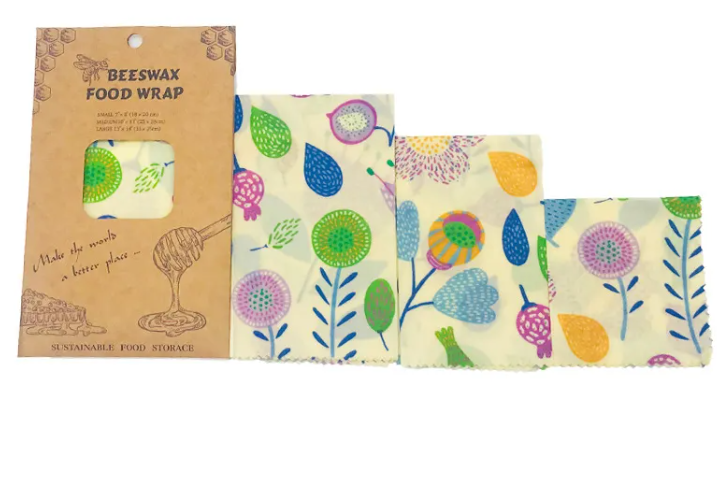 Reusable Beeswax Food Wrap — Set of 3 | Eco-Friendly Plastic-Free Food Storage