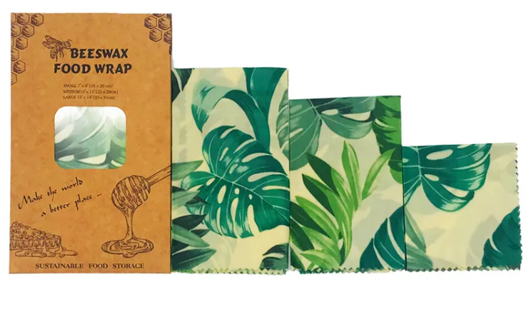 Reusable Beeswax Food Wrap — Set of 3 | Eco-Friendly Plastic-Free Food Storage