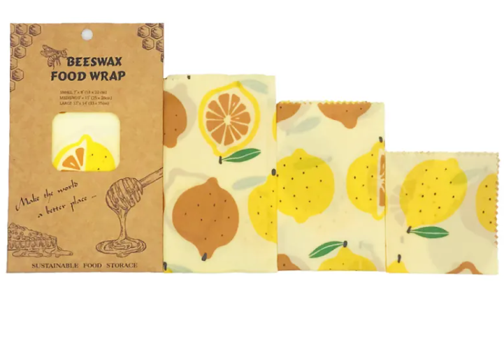 Reusable Beeswax Food Wrap — Set of 3 | Eco-Friendly Plastic-Free Food Storage