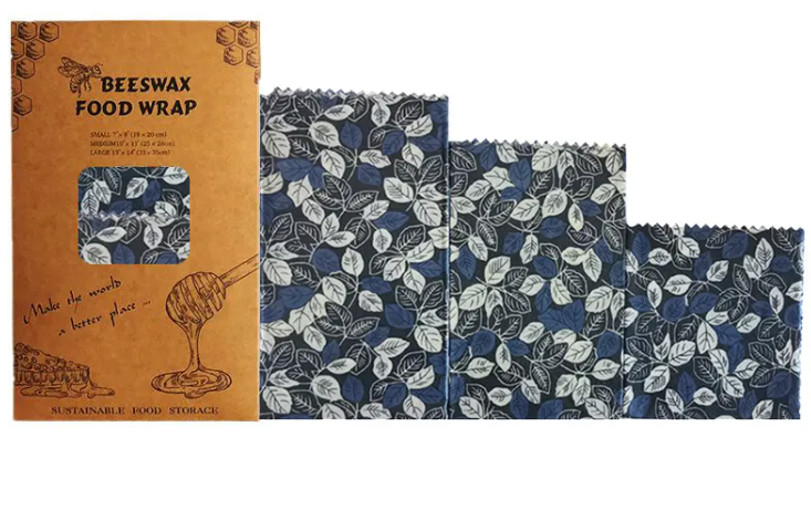 Reusable Beeswax Food Wrap — Set of 3 | Eco-Friendly Plastic-Free Food Storage