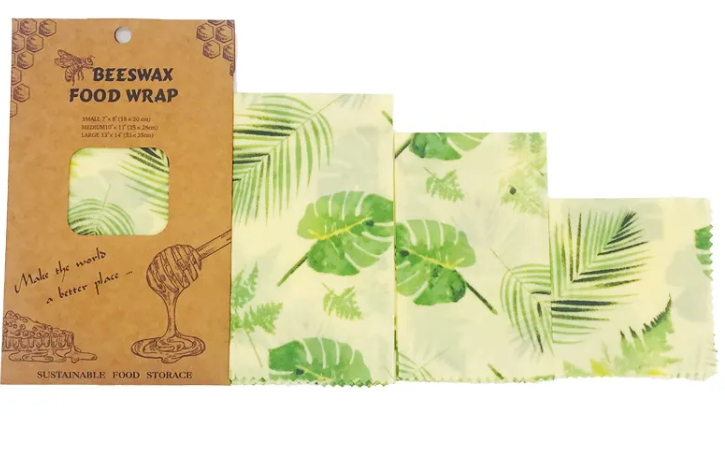 Reusable Beeswax Food Wrap — Set of 3 | Eco-Friendly Plastic-Free Food Storage