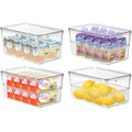 Clear Storage Bins with Lids — 4-Pack Medium Fridge & Pantry Organizer Containers | BPA-Free