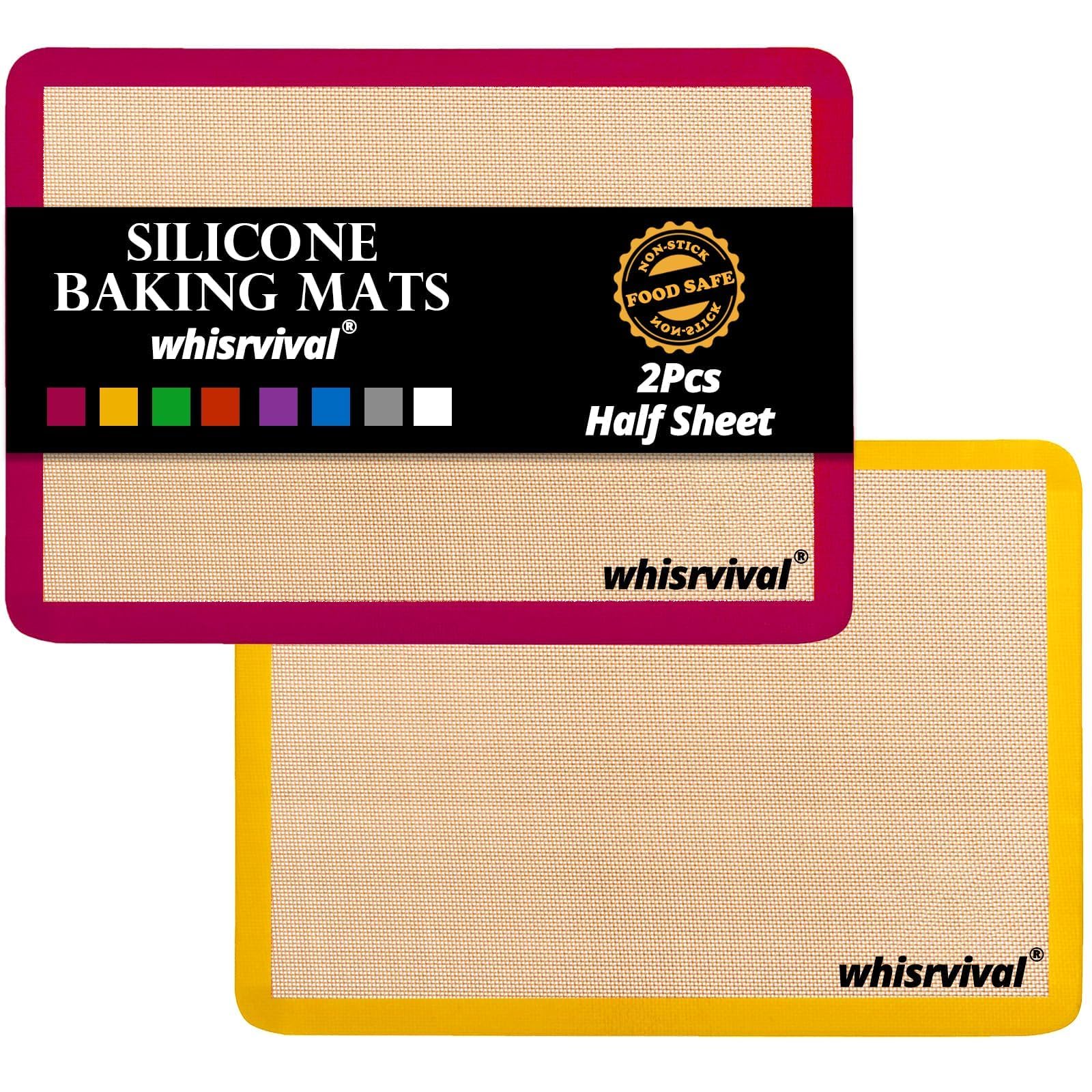 Silicone Baking Mat Set of 2 — Non-Stick Half Sheet Liners 16.5"x11.6" | 480°F Heat Resistant, Reusable