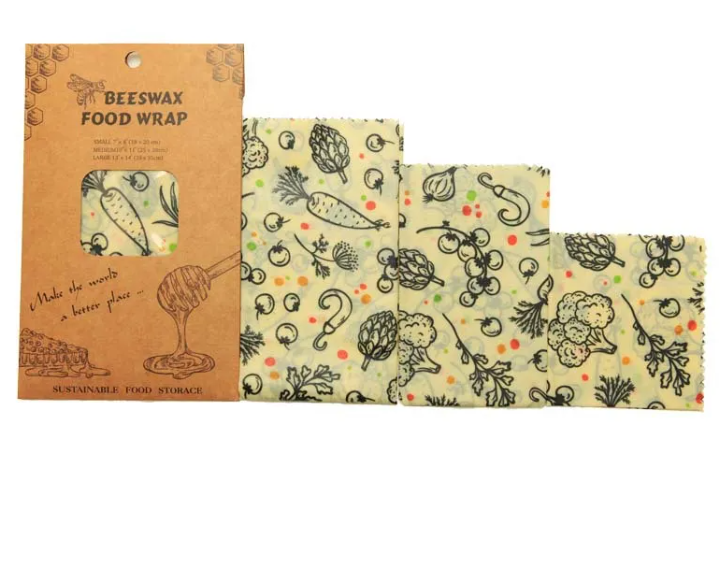 Reusable Beeswax Food Wrap — Set of 3 | Eco-Friendly Plastic-Free Food Storage