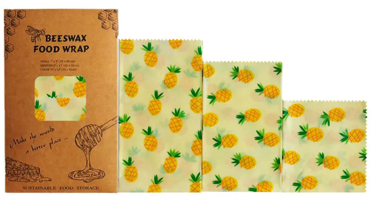 Reusable Beeswax Food Wrap — Set of 3 | Eco-Friendly Plastic-Free Food Storage