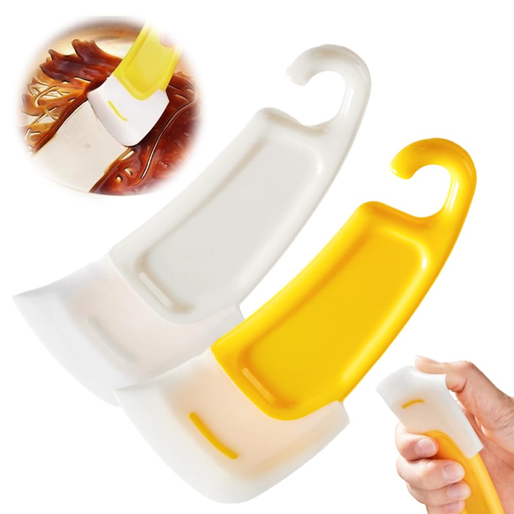 Silicone Spatula Set of 2 — Food Grade Heat Resistant Scraper Spoon | Scratch-Free Kitchen Tool | Yellow & White