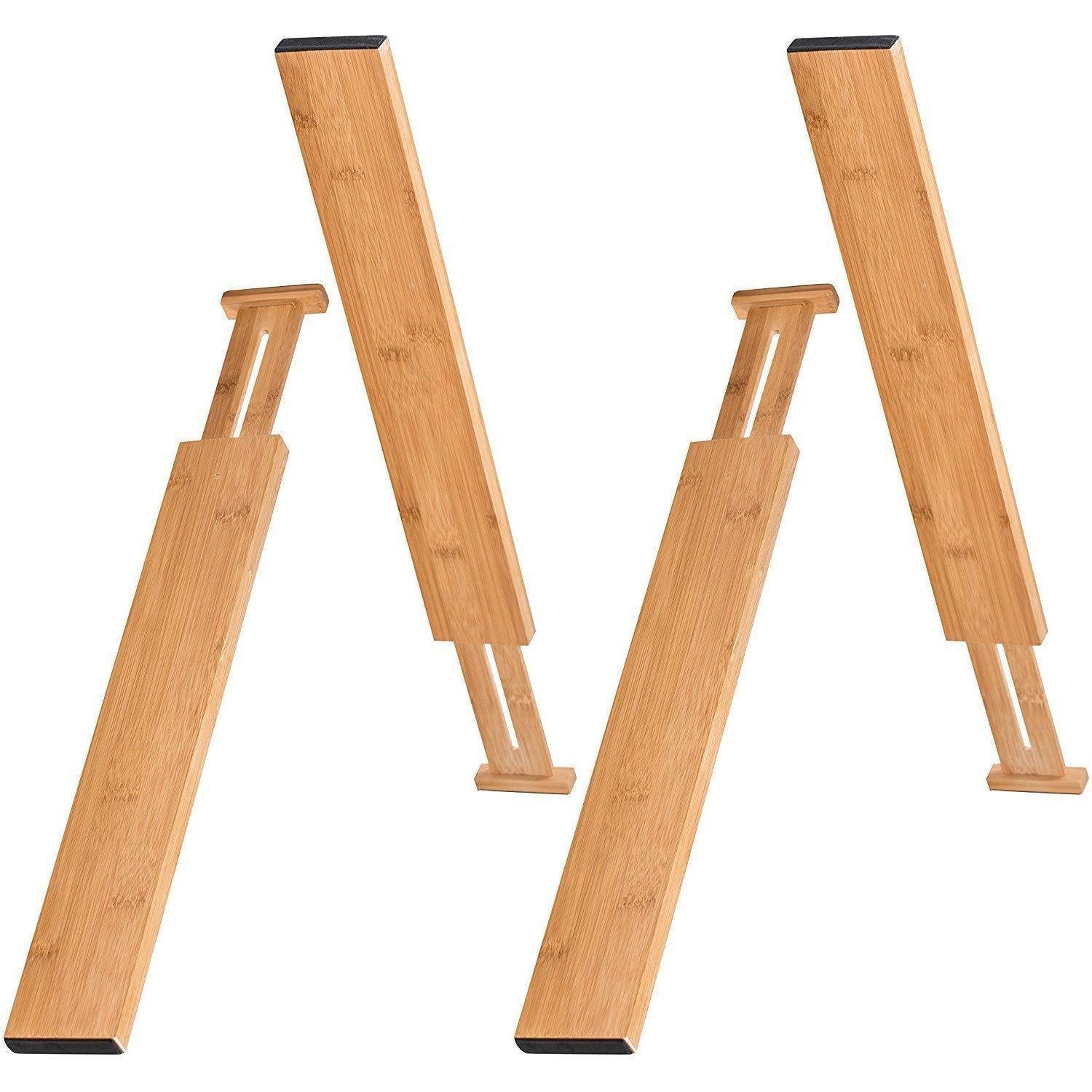 Adjustable Bamboo Drawer Dividers — 4-Pack Expandable Organizer for Kitchen, Bathroom & Office Drawers