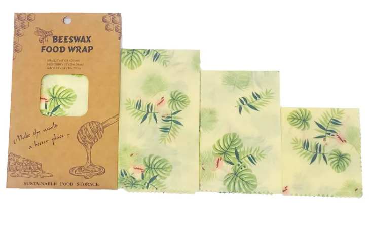 Reusable Beeswax Food Wrap — Set of 3 | Eco-Friendly Plastic-Free Food Storage