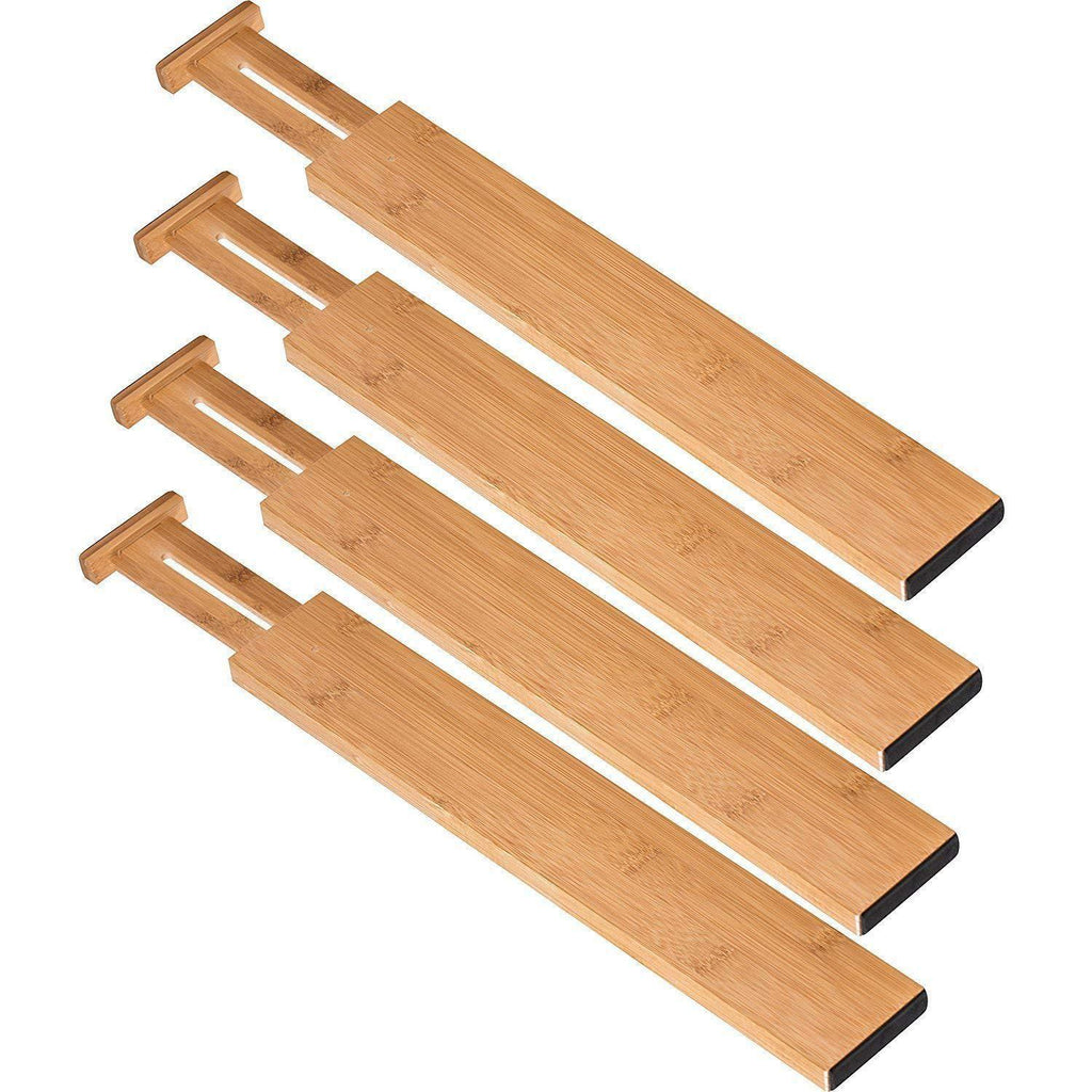 Adjustable Bamboo Drawer Dividers — 4-Pack Expandable Organizer for Kitchen, Bathroom & Office Drawers