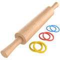 Beechwood Rolling Pin with Thickness Rings — 17" Natural Wood Rolling Pin for Baking Cookies, Pizza, Pastry & Fondant