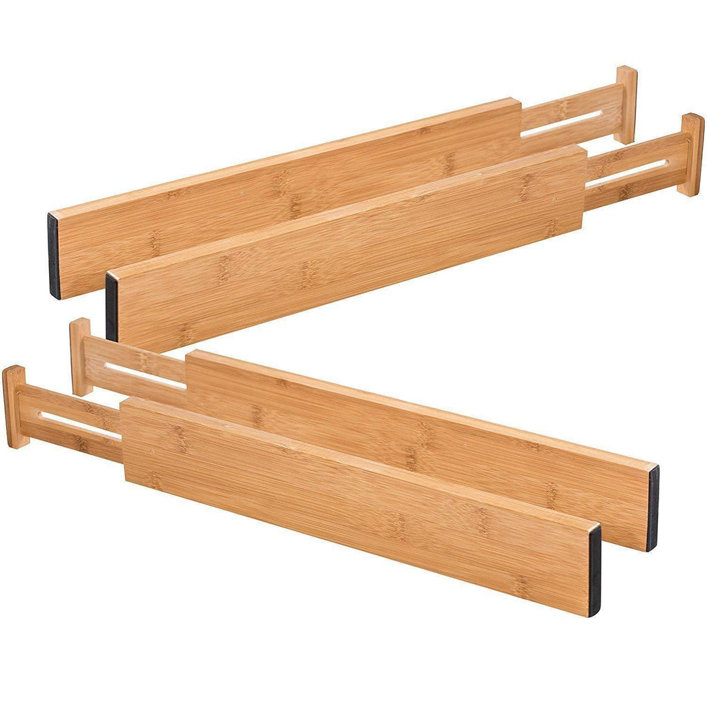 Adjustable Bamboo Drawer Dividers — 4-Pack Expandable Organizer for Kitchen, Bathroom & Office Drawers