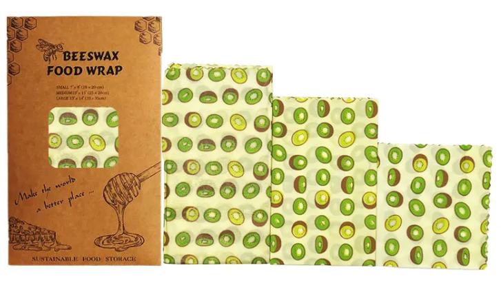 Reusable Beeswax Food Wrap — Set of 3 | Eco-Friendly Plastic-Free Food Storage