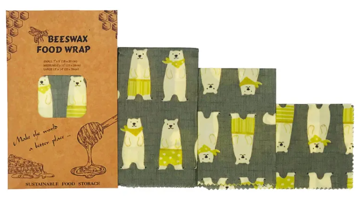 Reusable Beeswax Food Wrap — Set of 3 | Eco-Friendly Plastic-Free Food Storage