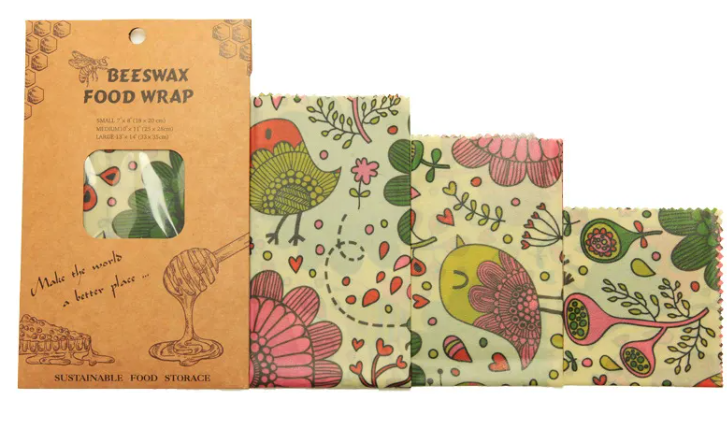 Reusable Beeswax Food Wrap — Set of 3 | Eco-Friendly Plastic-Free Food Storage