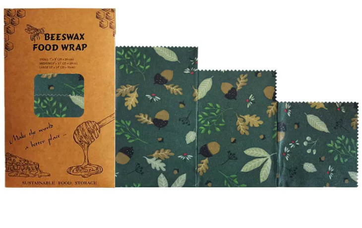 Reusable Beeswax Food Wrap — Set of 3 | Eco-Friendly Plastic-Free Food Storage